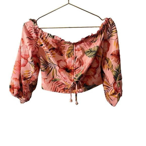 Lulu's Floral Tropical Crop Top Size Small - Picture 1 of 11